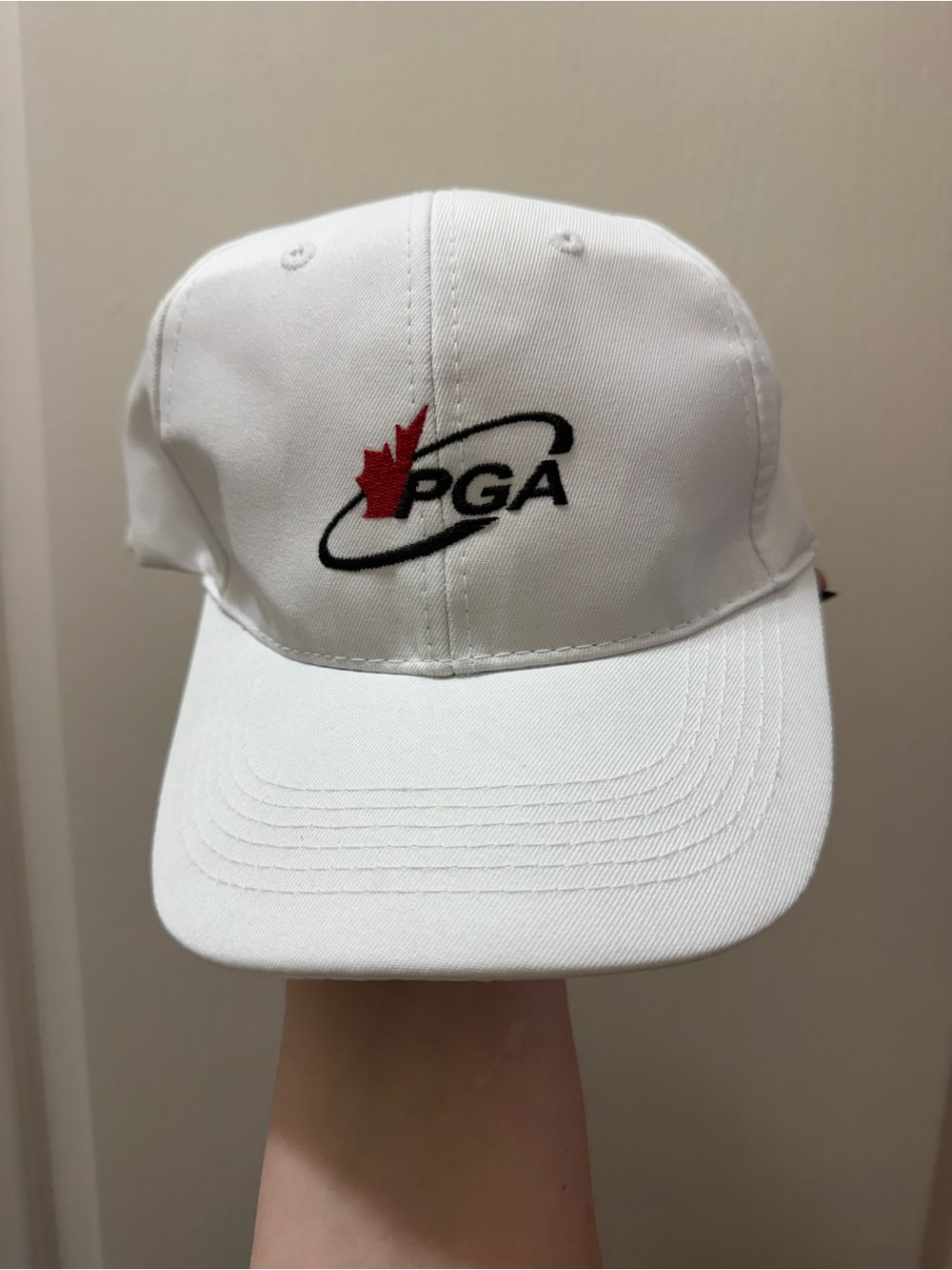 PGA Tour White Cap with Red and Black Logo